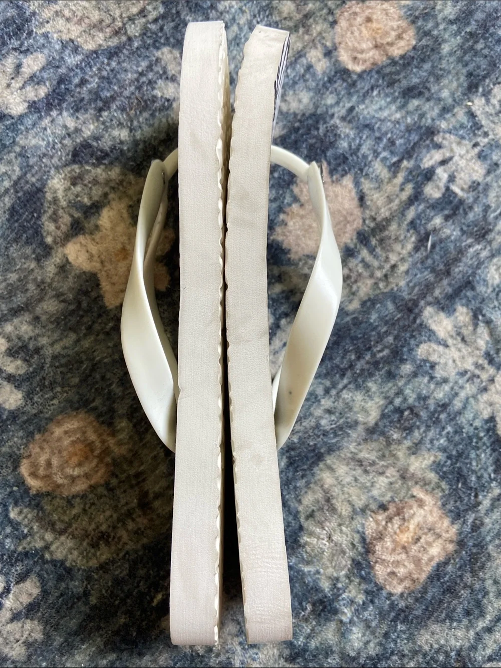 Tory Burch White and Black Geometric Logo Flip Flops